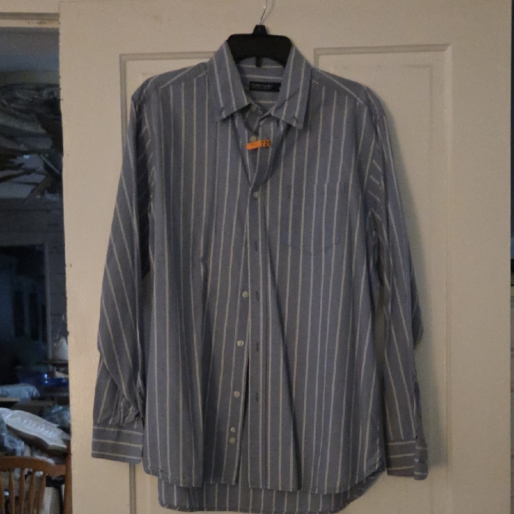 Faded Glory Men's Gray Pinstripe Button Down Shirt